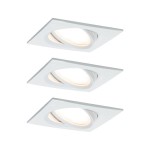 Paulmann 936.78 LED Einbauleuchte Nova Plus Coin Basisset schwenkbar eckig 84x84mm 50° Coin 3x6W 3x470lm 230V dimmbar 2700K Weiß matt 