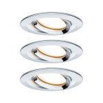 Paulmann 936.84 LED Einbauleuchte Nova Plus Coin Basisset schwenkbar IP65 rund 93mm 30° Coin 3x6W 3x470lm 230V dimmbar 2700K Chrom 