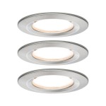Paulmann 938.73 LED Einbauleuchte Nova Plus Coin Basisset starr IP44 rund 78mm Coin 3x6W 3x470lm 230V dimmbar 2700K Eisen gebürstet 