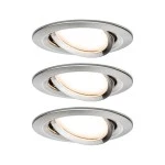Paulmann 938.78 LED Einbauleuchte Nova Plus Coin Basisset schwenkbar rund 84mm 50° Coin 3x6W 3x470lm 230V dimmbar 2700K Eisen gebürstet 