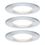 Paulmann 939.01 LED Einbauleuchte Nova Plus Coin Basisset starr IP44 rund 78mm Coin 3x6W 3x470lm 230V dimmbar 2700K Alu gedreht 
