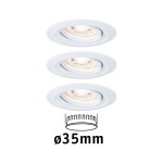 Paulmann 942.93 LED Einbauleuchte Nova Mini Coin Basisset schwenkbar rund 66mm 15° Coin 3x4W 3x310lm 230V 2700K Weiß matt 