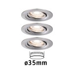 Paulmann 942.95 LED Einbauleuchte Nova Mini Coin Basisset schwenkbar rund 66mm 15° Coin 3x4W 3x310lm 230V 2700K Eisen gebürstet 
