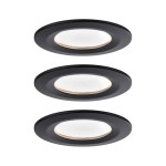 Paulmann 944.73 LED Einbauleuchte Nova Coin Basisset starr IP44 rund 78mm Coin 3x6W 3x470lm 230V 2700K Schwarz matt 