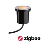 Paulmann 945.88 Plug & Shine LED Bodeneinbauleuchte Smart Home Zigbee 3.0 Goldlicht Einzelspot Insektenfreundlich IP67 Tunable Warm 4,6W Schwarz 