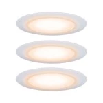 Paulmann 999.42 Premium LED Einbauleuchte Dim to Warm Suon Basisset IP44 rund 90mm 3x5W 3x450lm 230V dimmbar Dim to warm Satin#Weiß 