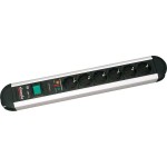 BACHMANN 331.013 PRIMO Steckdosenleiste, 6x Schutzkontakt, Überspannungsschutz, Aluminium, Schalter, 1,75 m 