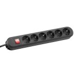 BACHMANN 381.150K SMART Steckdosenleiste 6x Schutzkontakt, Schalter, schwarz, 1,5 m 