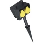 BACHMANN 394.180 Gartensteckdose mit Erdspieß , 2x CEE 7/3, IP4, Outdoor 