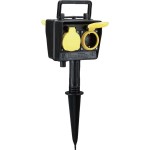 BACHMANN 394.182 Gartensteckdose mit Erdspieß, 4x CEE 7/3, IP44, Outdoor 