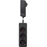 BACHMANN 933.014 SmartPlug Flachstecker, mit 3x Schutzkontakt Steckdosenleiste, schwarz, 1,6 m 