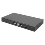 Digitus DN-95347-2 16-Port Gigabit Netzwerkswitch, 19 Zoll, unmanaged, 2 Uplink Ports, SFP 