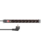 Digitus DN-95436 Steckdosenleiste mit Aluminiumprofil und Überlastschutz, 8-fach Schutzkontaktsteckdose, 2 m Zuleitung Schutzkontaktstecker 