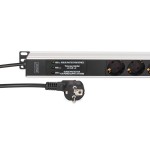 Digitus DN-95438 Steckdosenleiste mit Aluminiumprofil und Überspannungsschutz, integrierter Netzfilter, 9-fach Schutzkontaktsteckdose, 2 m Zuleitung Schutzkont 