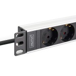 Digitus DN-95440 Steckdosenleiste mit Aluminiumprofil, 9-fach Schutzkontaktsteckdose, 2 m Zuleitung, IEC C20 Stecker 