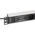 Digitus DN-95441 Steckdosenleiste mit Aluminiumprofil und Überspannungsschutz, integrierter Netzfilter, 7-fach Schutzkontaktsteckdose, 2 m Zuleitung Schutzkont 