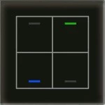 MDT BE-GTL4TS.01 KNX Glastaster II Light 4-fach RGBW mit Temperatursensor Schwarz Neutral 