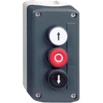 Schneider Electric XALD324E Aufbaugehäuse, Harmony XALD, Kunststoff, dunkelgrau, 3 Drucktaster, O, Pfeile Auf-Ab, 22mm, 3S+3Ö 