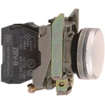 Schneider Electric XB4BVM1 Leuchtmelder, Harmony XB4, Metall, 22mm, weiß, universelle LED, glatte Kalotte, Schraubklemme, 230-240V AC 