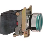 Schneider Electric XB4BW33M5 Leuchtdrucktaster, Harmony XB4, Metall, 22mm, grün, unbeschriftet, universelle LED, glatte Kalotte, 1S+1Ö, 230-240V AC 