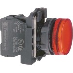 Schneider Electric XB5AVM4 Leuchtmelder, Harmony XB5, Kunststoff, rot, 22mm, universelle LED, glatte Kalotte, 230-240V AC 