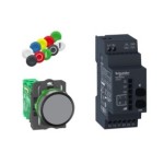 Schneider Electric XB5RFA02 Kombipaket, Funkdrucktaster, Empfänger, programmierbar, Kunststoff, Ø22mm, 24-240V ACDC, 10 farbiges Kappenset 