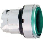 Schneider Electric ZB4BW33 Leuchtdrucktaster, Frontelement, Harmony XB4, Metall, 22mm, grün, unbeschriftet, tastend, glatte Kalotte, BA9s 