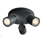 Deko-Light 348174 Deckenaufbauleuchte, Librae Round III, 3x max. 50 W GU10, Schwarz, 220-240 V/AC, 