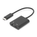 Digitus AK-300400-002-S USB Typ-C Adapter / Konverter, Typ-C auf USB Typ-C + 3.5mm Klinke 
