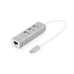 ASSMANN DA-70253 DIGITUS USB Typ-C™ 3-Port Hub + Fast Ethernet LAN-Adapter 