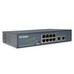 ASSMANN DN-95323-1 DIGITUS 8-Port Fast Ethernet PoE Netzwerkswitch, Desktop, unmanaged, 2 Uplink Ports RJ45,120 W, af/at 