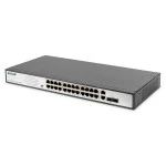 ASSMANN DN-95343 DIGITUS 24-Port Fast Ethernet PoE Netzwerkswitch, 19 Zoll, unmanaged, 2 GE Uplink Ports, SFP, 370 W, af/at 