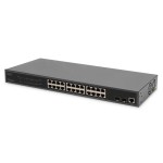 Digitus DN-95359 24-Port Gigabit PoE Netzwerkswitch,19 Zoll, L2 managed, 2 Uplink Ports, SFP, 430 W, af/at 