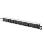 Digitus DN-95404 Steckdosenleiste mit Aluminiumprofil, 10-fach, 2 m Zuleitung IEC C14 Stecker 