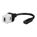 Rutenbeck 17010658 USB 3.1-Keystone, Typ C (Buchse/Buchse), mit Kabelpeitsche (15 cm), für Montageadapter KMK-MA Up 