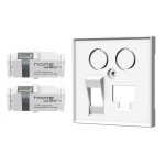 Homeway HW-OFKSE55VWG Fiber Set one.fiber verkehrsweiß 2xLC/APCD-SM-Kupplung und Zentralplatte 