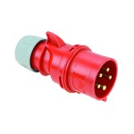 PC Electric 025-6 Stecker 32A 5p CEE-Stecker 5-polig 6h gerade, 400 V, rot, IP44 IP54, Gehäuse PA6 Kunststoff 